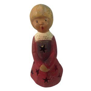 Vintage Rare Jullar Terra cotta singing Angel figurine Tea Light Candle Holder